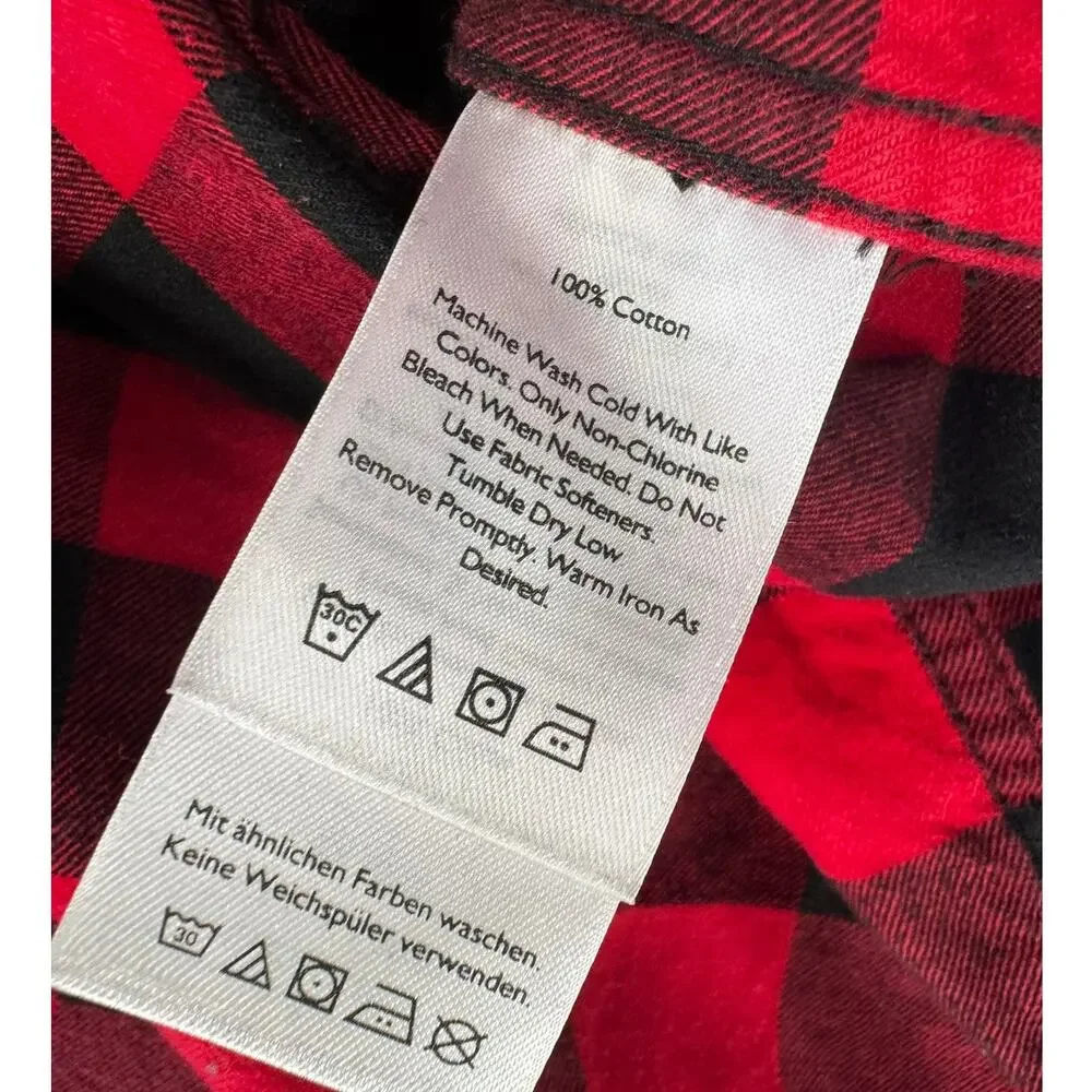 Eddie Bauer Womens Small Red Black Buffalo Plaid Button Front Cotton Shirt - Picture 3 of 10